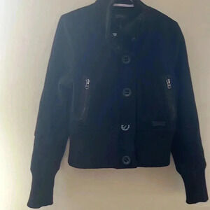 [M]Buffalo Bitton 80 Wool/Nylon  Cropped Button Down Pea Coat Military Jacket